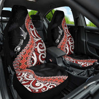 Aotearoa Maori Stylized Koru - Silver Ferns Car Seat Cover LT03 One Size Red - Polynesian Pride