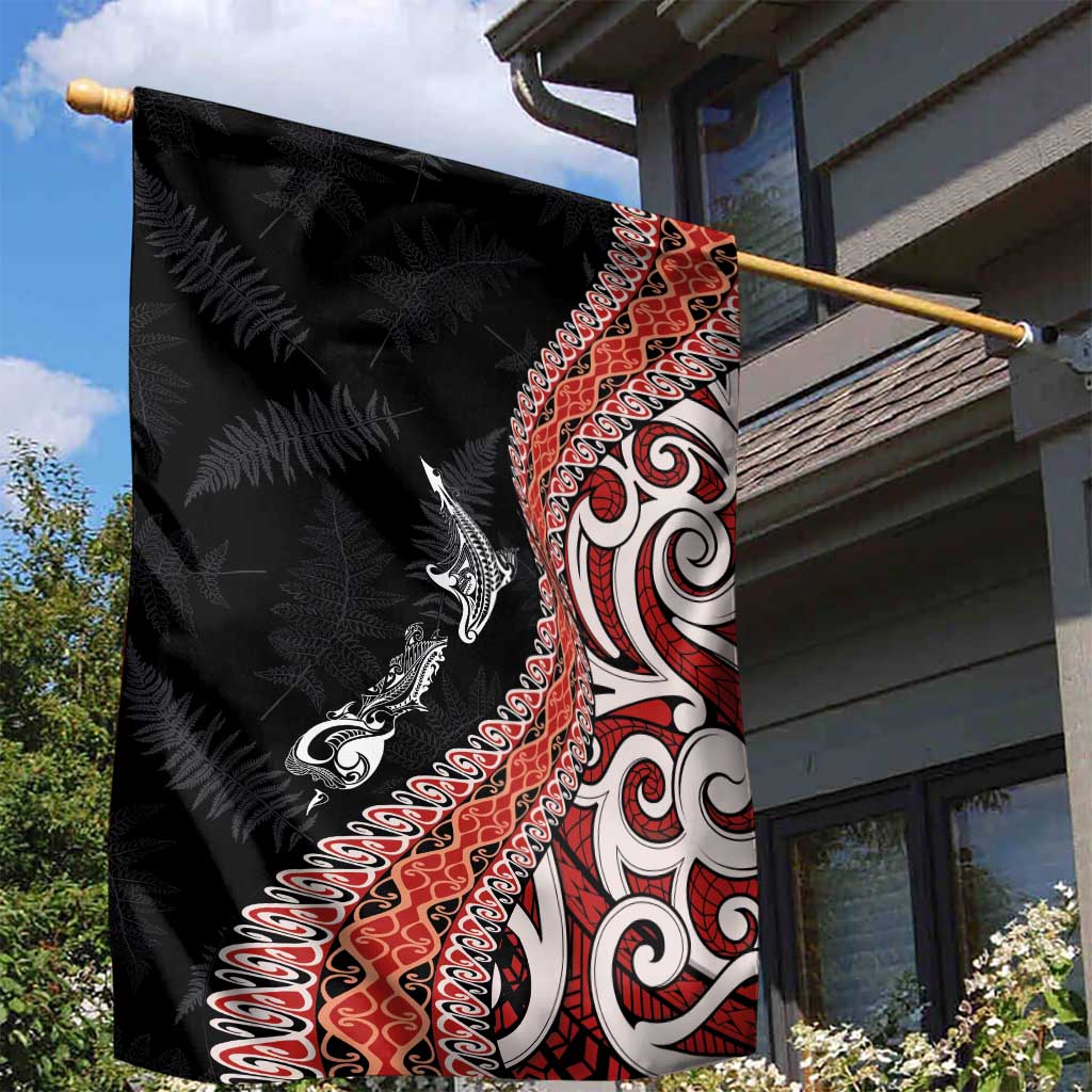 Aotearoa Maori Stylized Koru - Silver Ferns Garden Flag LT03 - Polynesian Pride