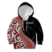 Aotearoa Maori Stylized Koru - Silver Ferns Kid Hoodie LT03 Hoodie Red - Polynesian Pride