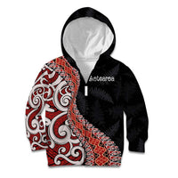 Aotearoa Maori Stylized Koru - Silver Ferns Kid Hoodie LT03 Zip Hoodie Red - Polynesian Pride