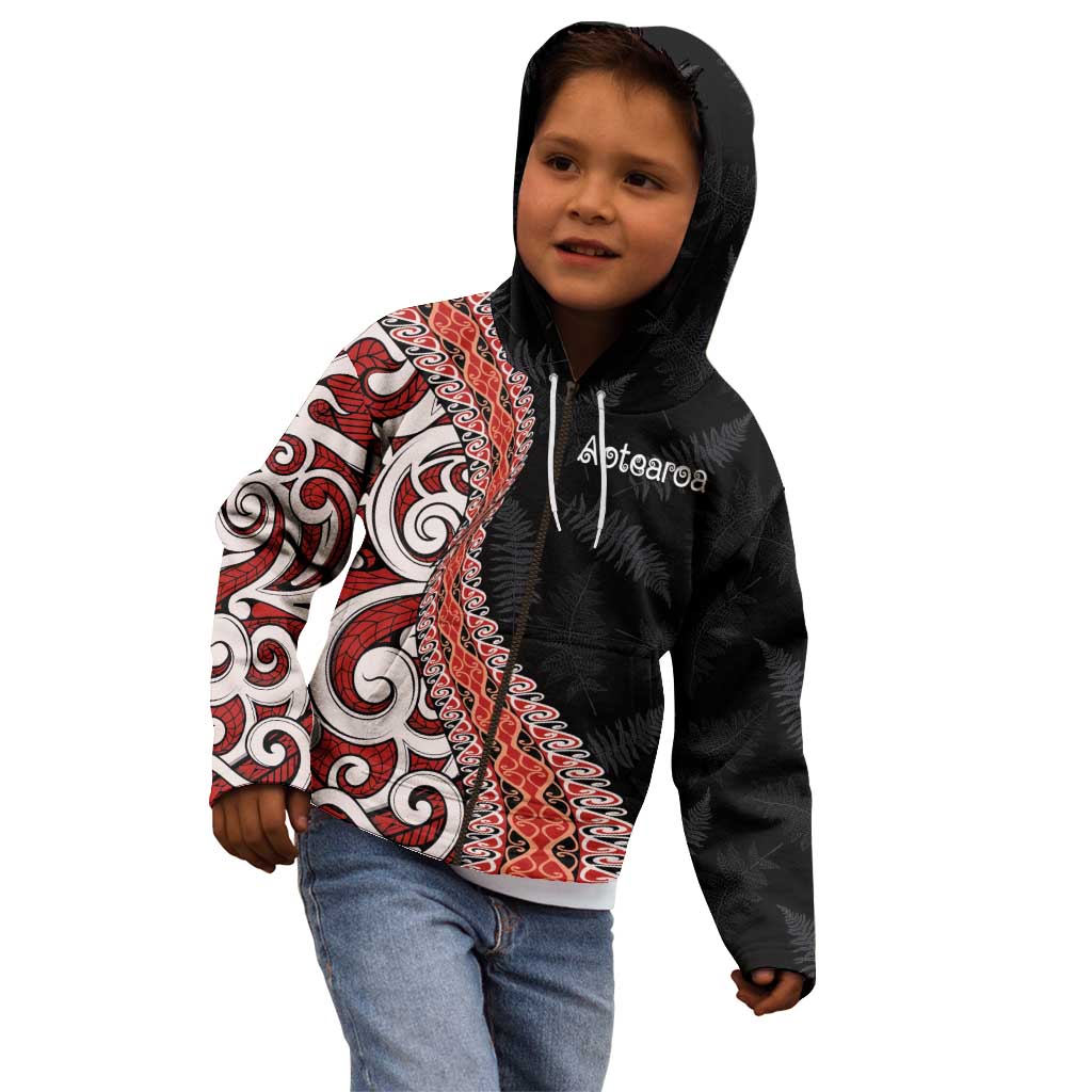 Aotearoa Maori Stylized Koru - Silver Ferns Kid Hoodie LT03 - Polynesian Pride