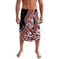 Aotearoa Maori Stylized Koru - Silver Ferns Lavalava LT03 Red - Polynesian Pride