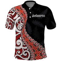 Aotearoa Maori Stylized Koru - Silver Ferns Polo Shirt LT03 Red - Polynesian Pride