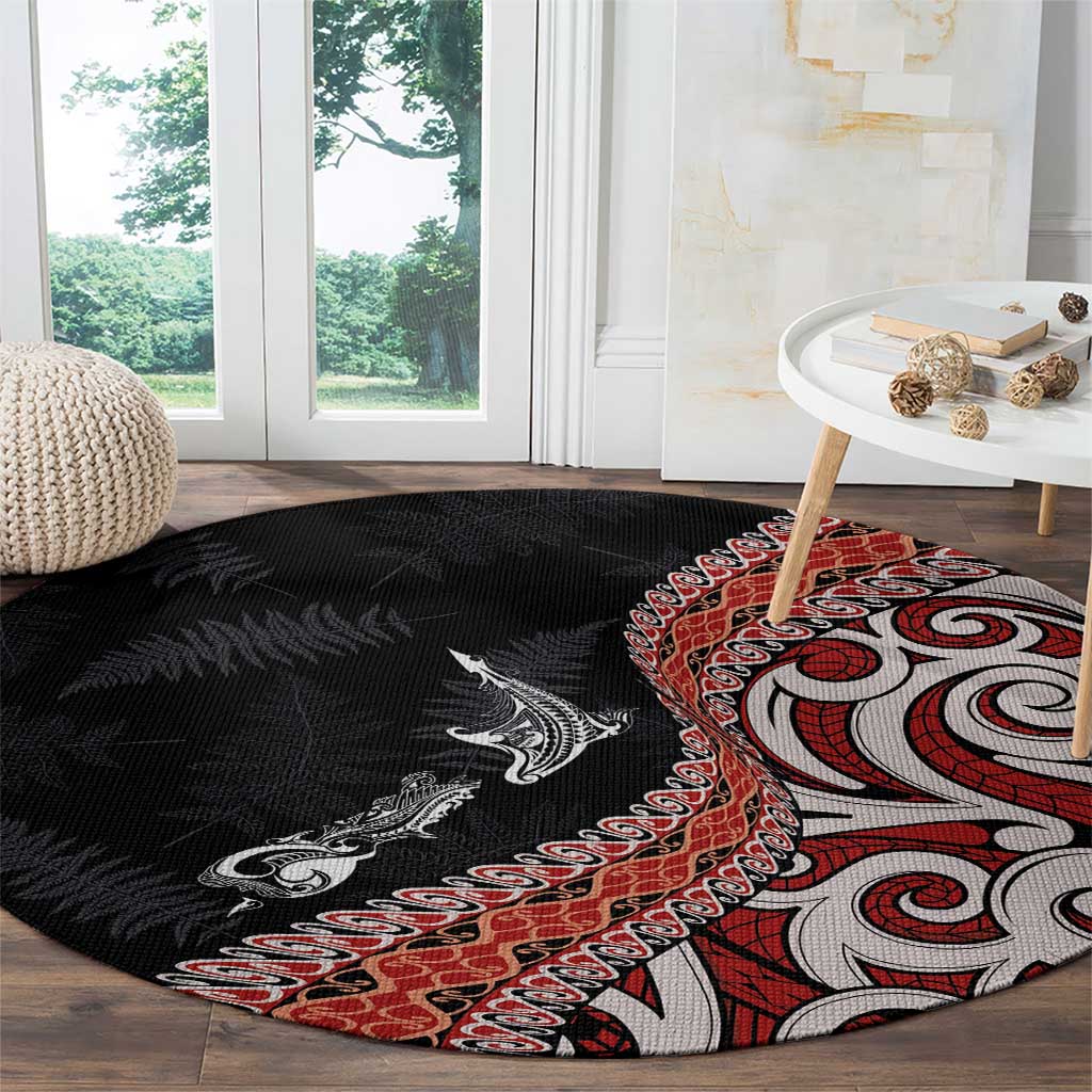 Aotearoa Maori Stylized Koru - Silver Ferns Round Carpet LT03 - Polynesian Pride