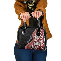 Aotearoa Maori Stylized Koru - Silver Ferns Shoulder Handbag LT03 One Size Red - Polynesian Pride