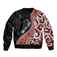 Aotearoa Maori Stylized Koru - Silver Ferns Sleeve Zip Bomber Jacket LT03 - Polynesian Pride