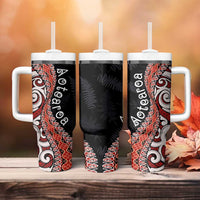 Aotearoa Maori Stylized Koru - Silver Ferns Tumbler With Handle LT03 - Polynesian Pride