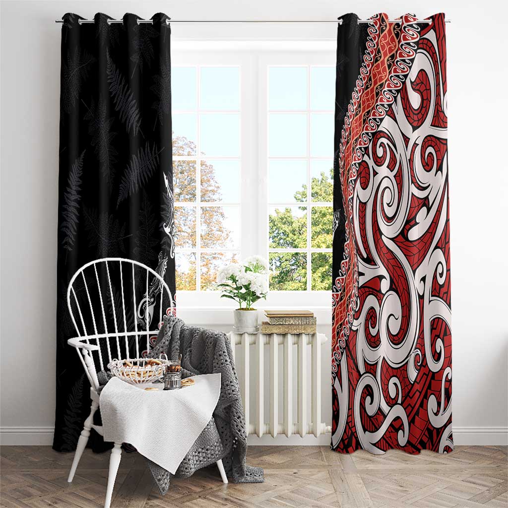 Aotearoa Maori Stylized Koru - Silver Ferns Window Curtain LT03 - Polynesian Pride
