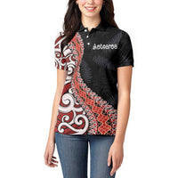 Aotearoa Maori Stylized Koru - Silver Ferns Women Polo Shirt LT03 - Polynesian Pride