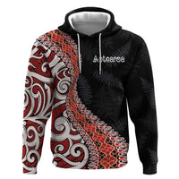 Aotearoa Maori Stylized Koru - Silver Ferns Zip Hoodie LT03 Pullover Hoodie Red - Polynesian Pride