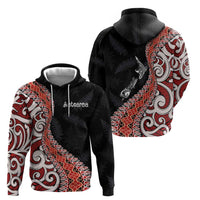 Aotearoa Maori Stylized Koru - Silver Ferns Zip Hoodie LT03 - Polynesian Pride
