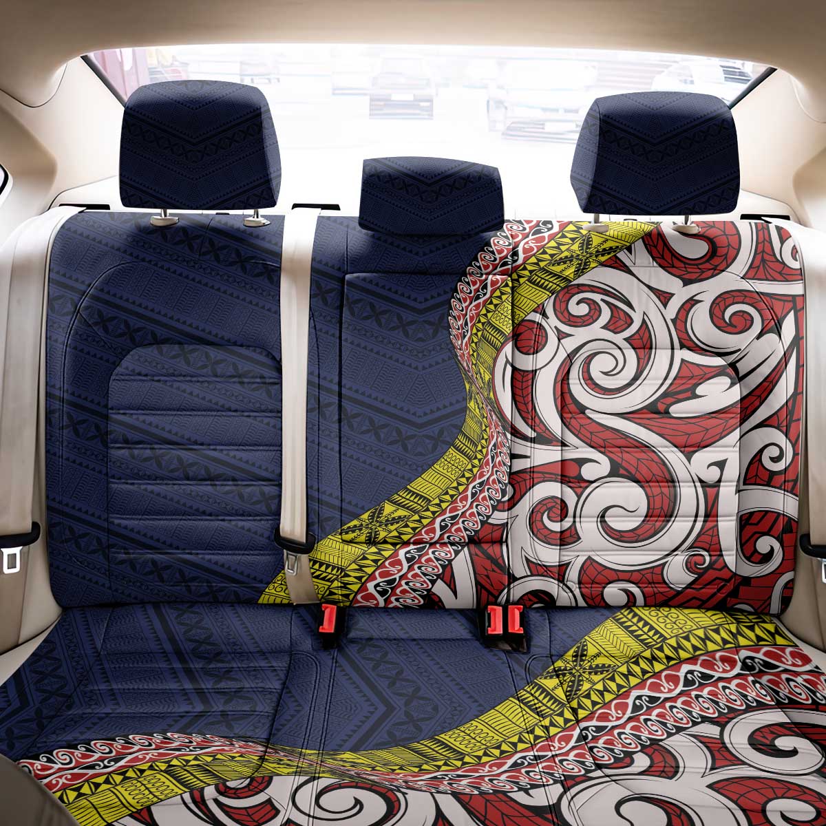 Aotearoa and Niue Back Car Seat Cover Hiapo Maori Stylized Koru LT03 - Polynesian Pride