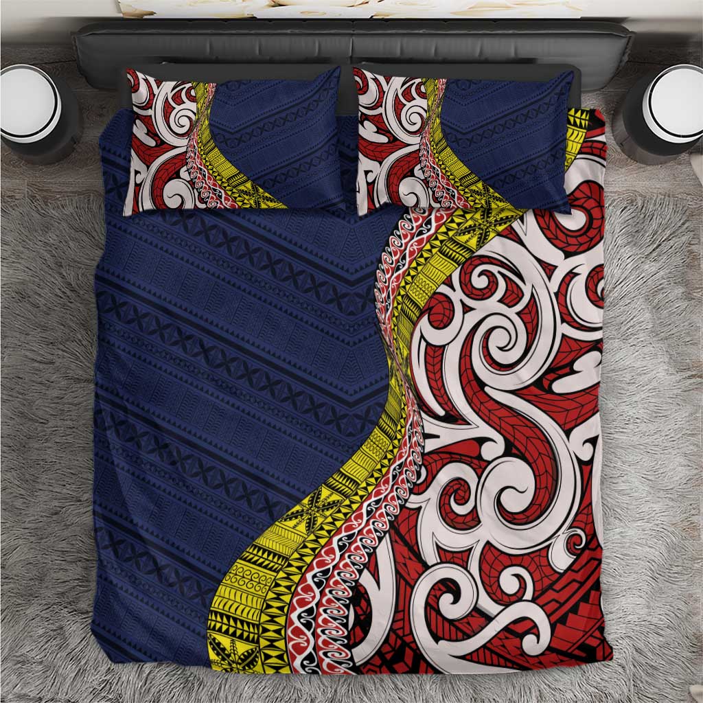 Aotearoa and Niue Bedding Set Hiapo Maori Stylized Koru LT03 Blue - Polynesian Pride