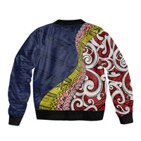 Aotearoa and Niue Bomber Jacket Hiapo Maori Stylized Koru LT03 - Polynesian Pride