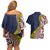 Aotearoa and Niue Couples Matching Off Shoulder Short Dress and Hawaiian Shirt Hiapo Maori Stylized Koru