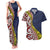 Aotearoa and Niue Couples Matching Tank Maxi Dress and Hawaiian Shirt Hiapo Maori Stylized Koru