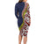 Aotearoa and Niue Family Matching Long Sleeve Bodycon Dress and Hawaiian Shirt Hiapo Maori Stylized Koru