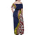 Aotearoa and Niue Family Matching Off Shoulder Maxi Dress and Hawaiian Shirt Hiapo Maori Stylized Koru