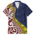 Aotearoa and Niue Family Matching Short Sleeve Bodycon Dress and Hawaiian Shirt Hiapo Maori Stylized Koru