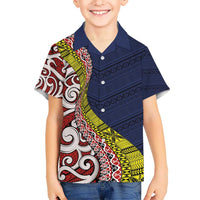 Aotearoa and Niue Kid Hawaiian Shirt Hiapo Maori Stylized Koru LT03 Kid Blue - Polynesian Pride