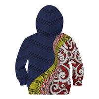 Aotearoa and Niue Kid Hoodie Hiapo Maori Stylized Koru LT03 - Polynesian Pride