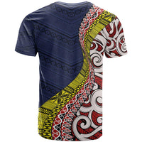 Aotearoa and Niue T Shirt Hiapo Maori Stylized Koru LT03 - Polynesian Pride