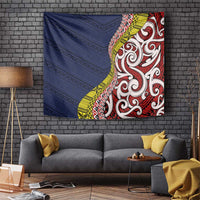 Aotearoa and Niue Tapestry Hiapo Maori Stylized Koru LT03 Blue - Polynesian Pride