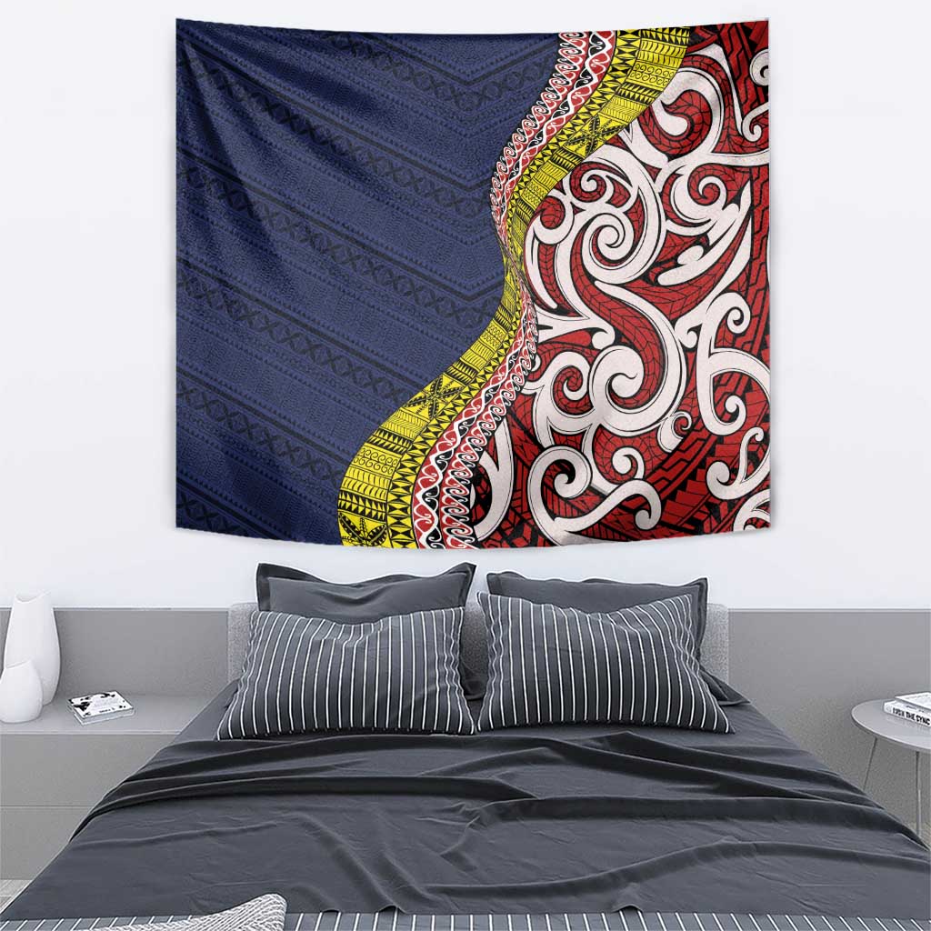 Aotearoa and Niue Tapestry Hiapo Maori Stylized Koru LT03 - Polynesian Pride