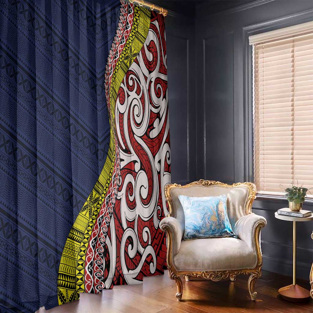 Aotearoa and Niue Window Curtain Hiapo Maori Stylized Koru LT03 - Polynesian Pride