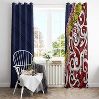 Aotearoa and Niue Window Curtain Hiapo Maori Stylized Koru LT03 - Polynesian Pride