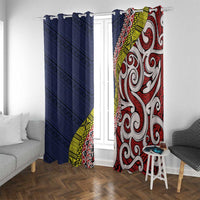 Aotearoa and Niue Window Curtain Hiapo Maori Stylized Koru LT03 With Grommets Blue - Polynesian Pride