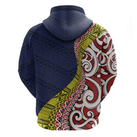 Aotearoa and Niue Zip Hoodie Hiapo Maori Stylized Koru LT03 - Polynesian Pride