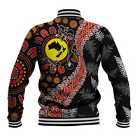 Aotearoa and Australia Baseball Jacket Maori Koru Ferns With Aboriginal Kangaroo LT03 - Polynesian Pride