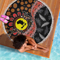 Aotearoa and Australia Beach Blanket Maori Koru Ferns With Aboriginal Kangaroo LT03 - Polynesian Pride