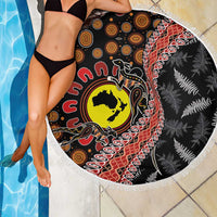 Aotearoa and Australia Beach Blanket Maori Koru Ferns With Aboriginal Kangaroo LT03 - Polynesian Pride