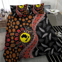 Aotearoa and Australia Bedding Set Maori Koru Ferns With Aboriginal Kangaroo LT03 - Polynesian Pride