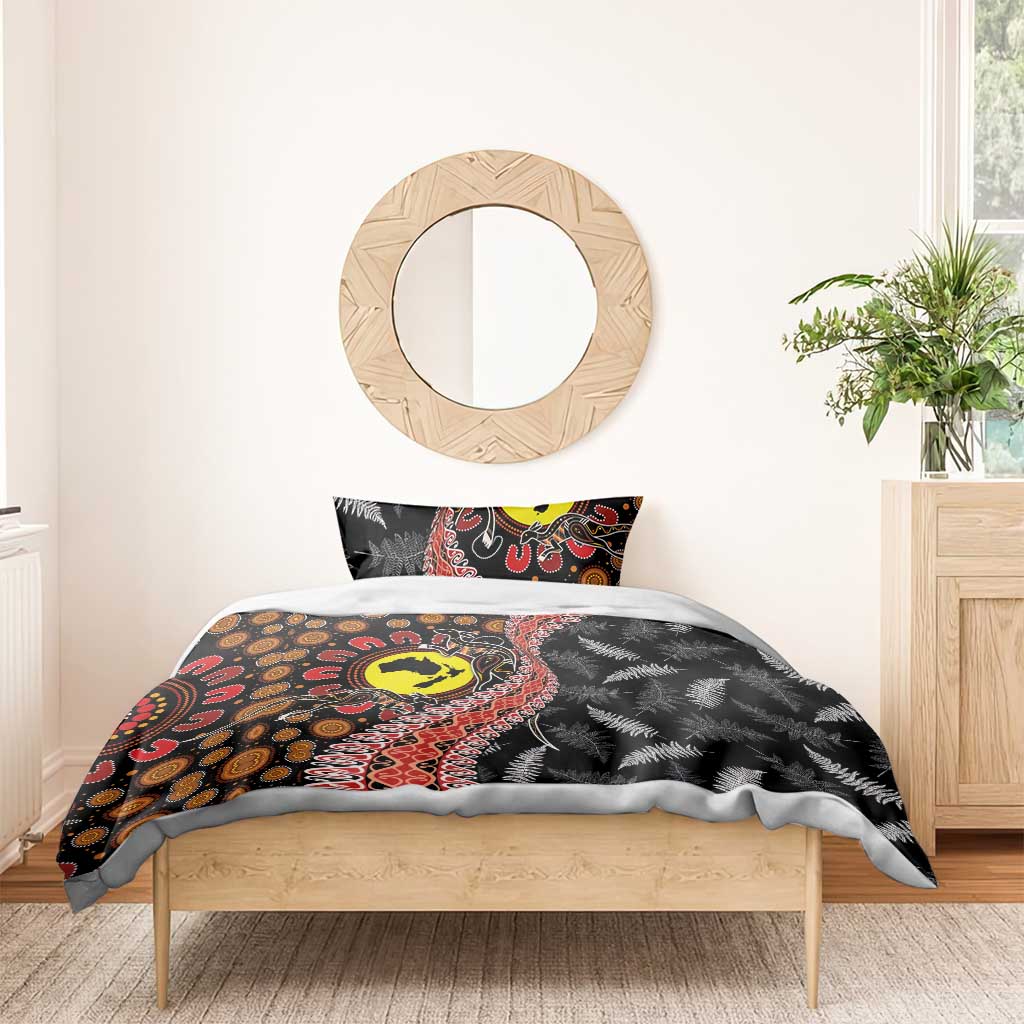 Aotearoa and Australia Bedding Set Maori Koru Ferns With Aboriginal Kangaroo LT03 - Polynesian Pride