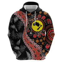 Aotearoa and Australia Hoodie Maori Koru Ferns With Aboriginal Kangaroo LT03 - Polynesian Pride