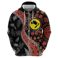 Aotearoa and Australia Hoodie Maori Koru Ferns With Aboriginal Kangaroo LT03 - Polynesian Pride