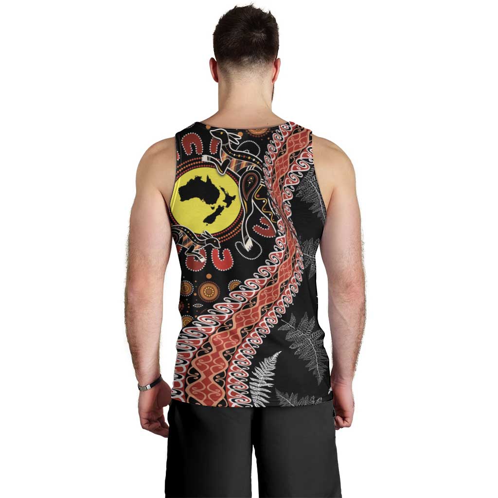 Aotearoa and Australia Men Tank Top Maori Koru Ferns With Aboriginal Kangaroo LT03 - Polynesian Pride