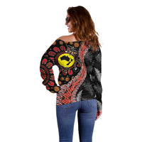 Aotearoa and Australia Off Shoulder Sweater Maori Koru Ferns With Aboriginal Kangaroo LT03 - Polynesian Pride
