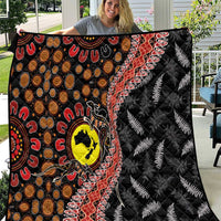 Aotearoa and Australia Quilt Maori Koru Ferns With Aboriginal Kangaroo LT03 Black - Polynesian Pride