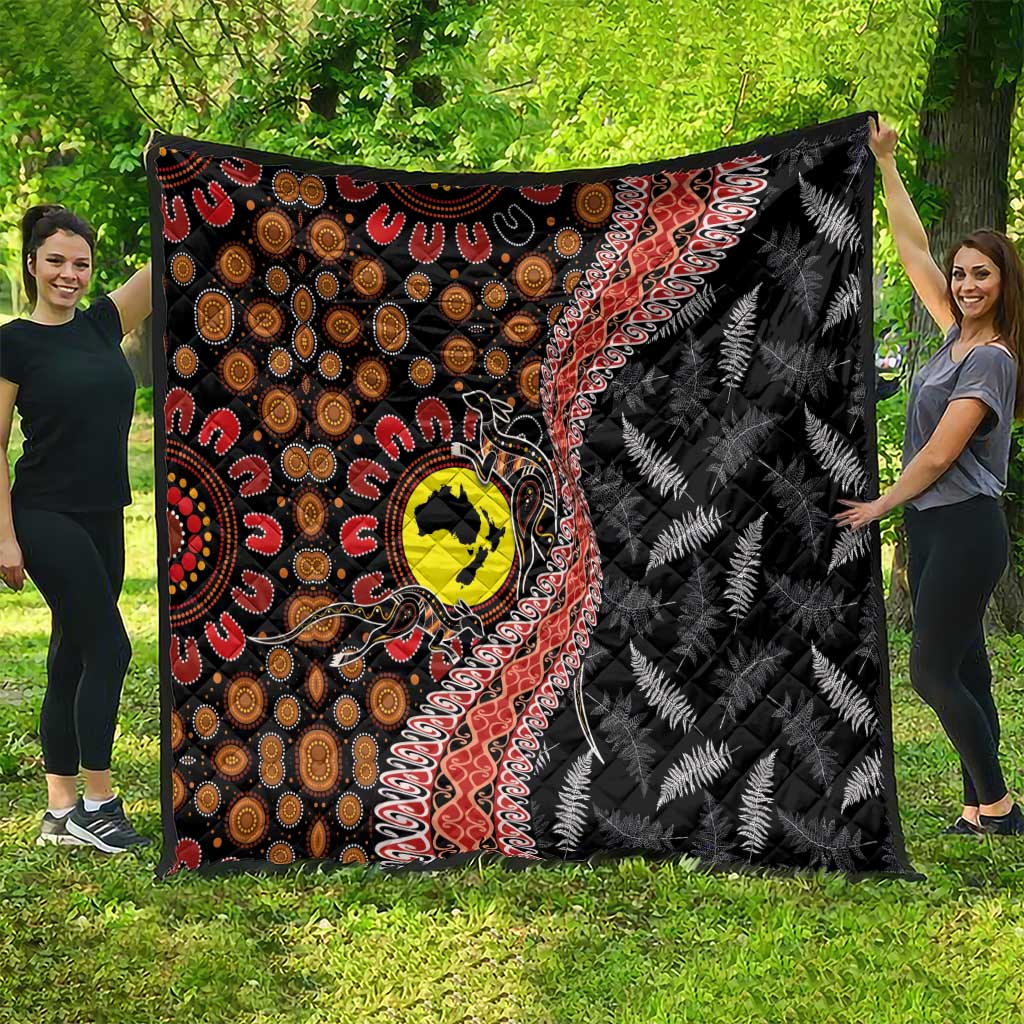 Aotearoa and Australia Quilt Maori Koru Ferns With Aboriginal Kangaroo LT03 - Polynesian Pride