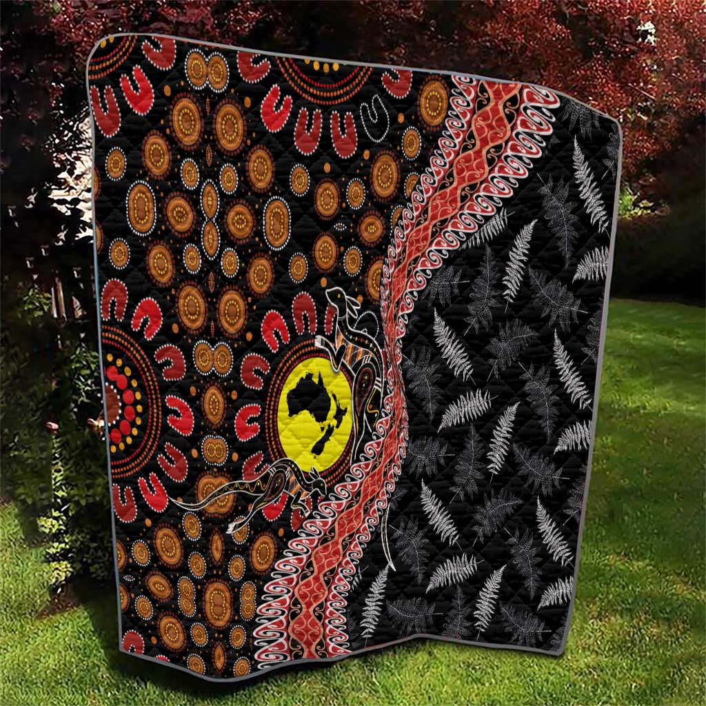 Aotearoa and Australia Quilt Maori Koru Ferns With Aboriginal Kangaroo LT03 - Polynesian Pride