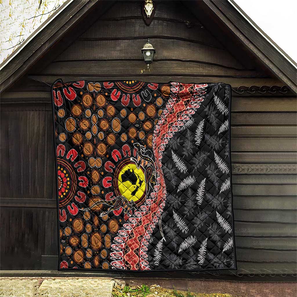 Aotearoa and Australia Quilt Maori Koru Ferns With Aboriginal Kangaroo LT03 - Polynesian Pride
