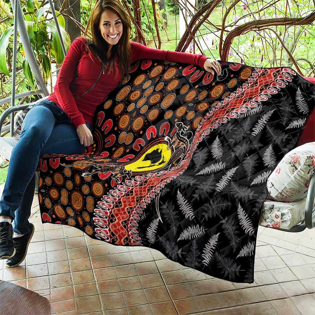 Aotearoa and Australia Quilt Maori Koru Ferns With Aboriginal Kangaroo LT03 - Polynesian Pride