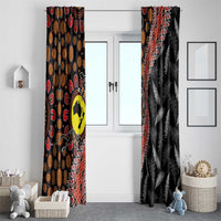 Aotearoa and Australia Window Curtain Maori Koru Ferns With Aboriginal Kangaroo LT03 - Polynesian Pride