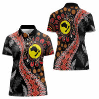 Aotearoa and Australia Women Polo Shirt Maori Koru Ferns With Aboriginal Kangaroo LT03 - Polynesian Pride