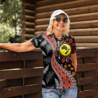 Aotearoa and Australia Women Polo Shirt Maori Koru Ferns With Aboriginal Kangaroo LT03 - Polynesian Pride