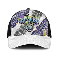 Traditional Art Hawaiian Kakau Tattoos Baseball Net Cap Graffiti Style LT03 One Size Black White - Polynesian Pride